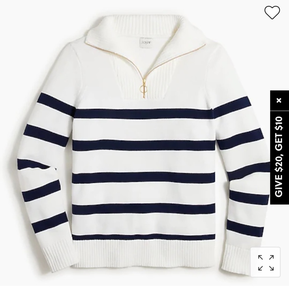J. Crew White and Navy Striped Sweater